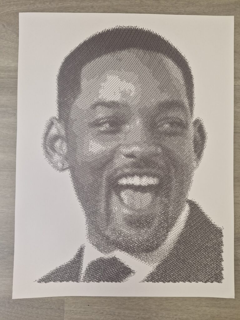 Portrait en lignes croisées